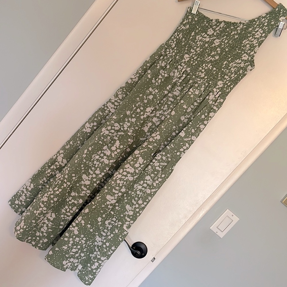 Ditsy Floral Shirred One Shoulder Ruffle Hem Dress